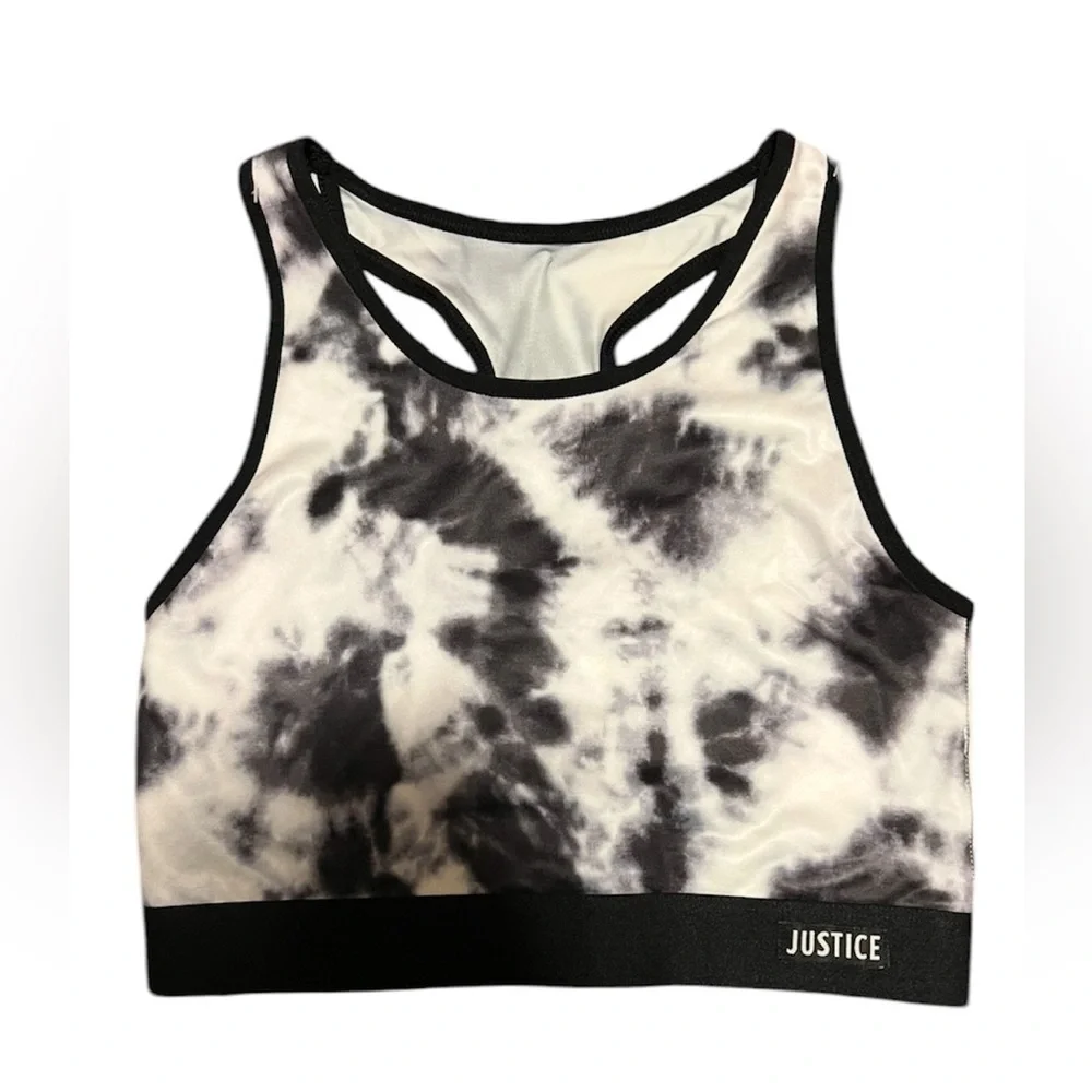 Justice Girls Black & White Tie Dye Athletic 2-Pack Sports Bra Active Wear 34